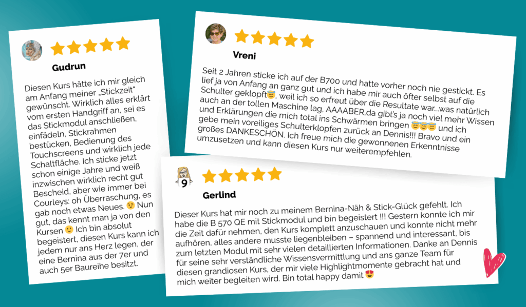 Galeriebild Einweisung Bernina 7er Sticken bewertungen kompr