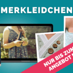 Titelgrafik zum Nähkurs „Sommerkleidchen Ida“ mit verschiedenen Kinderkleidern und Detailaufnahmen von Ausschnitt und Knopfverschluss und Angebotshinweis